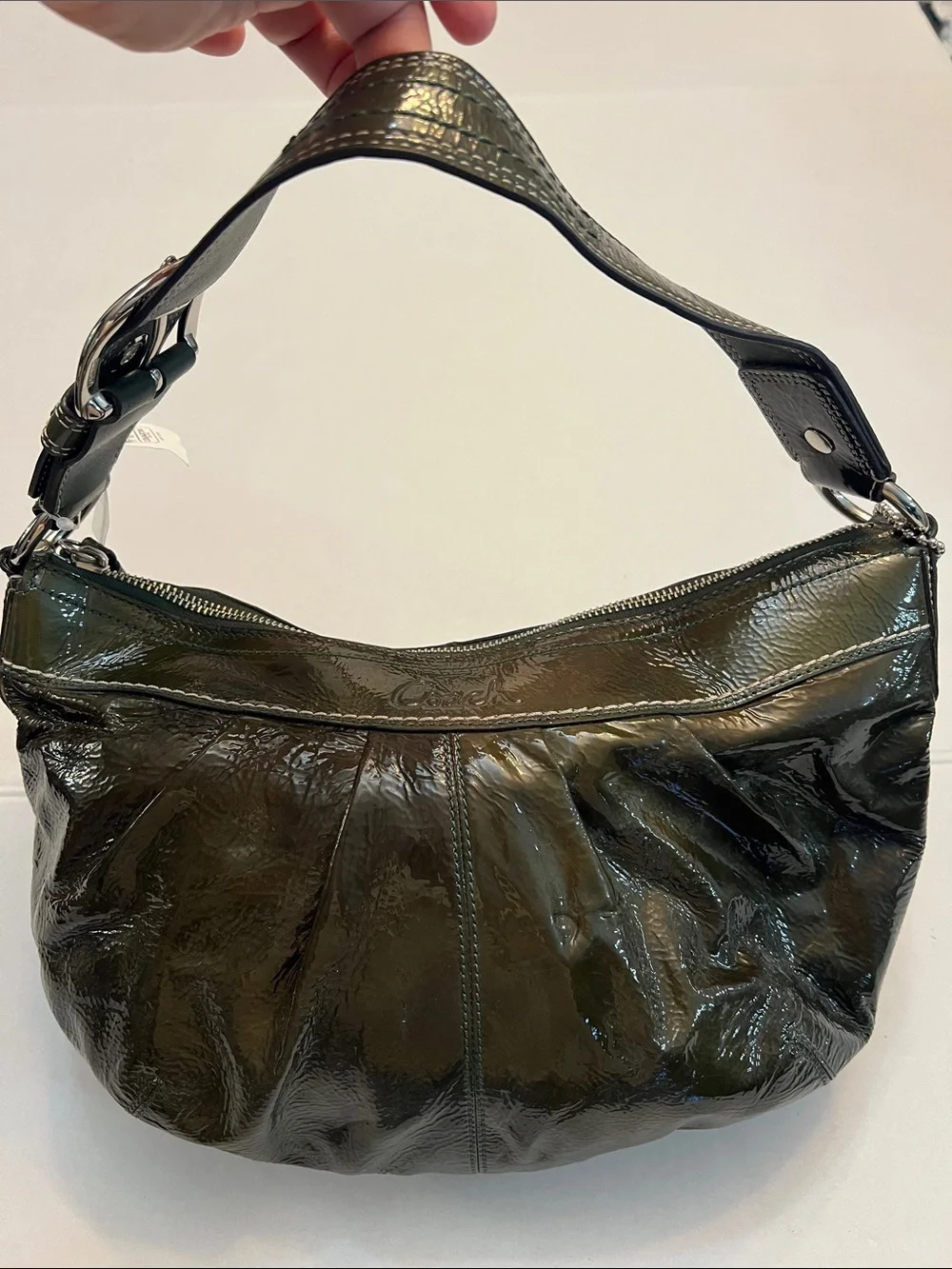 COACH CLASSIC GREEN PATENT LEATHER HOBO BAG PURSE NEW WITH TAGS